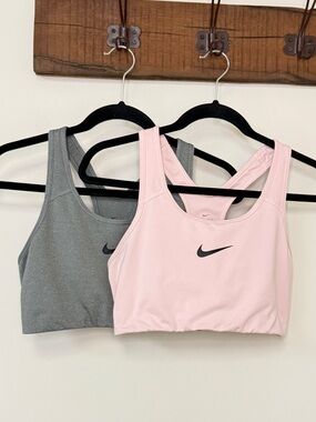 Nike: Women's Dri-Fit Sports Bras (2) , Gray & Pink, Size L